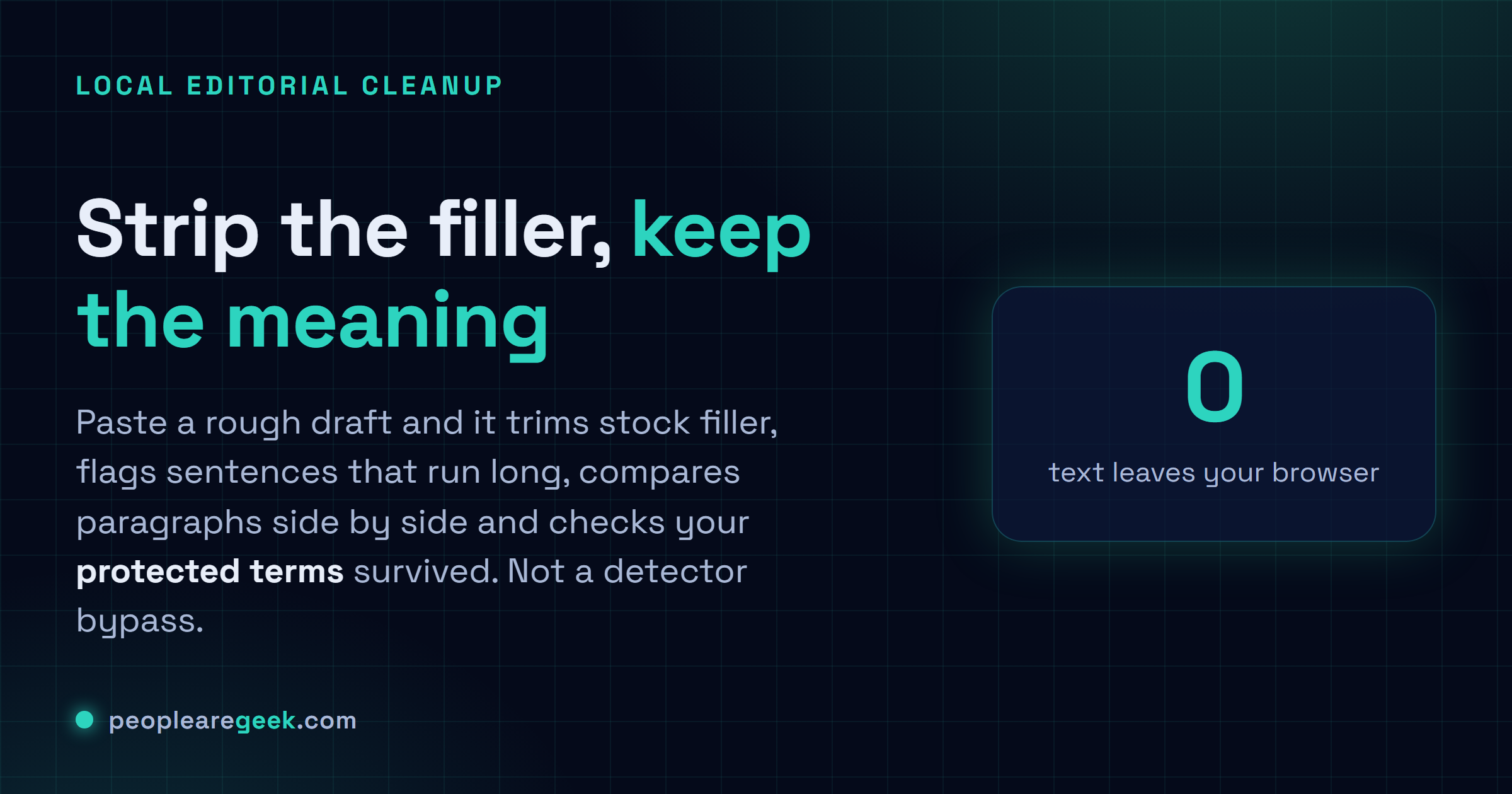 AI Text Cleaner: Strip filler, compare paragraphs and protect key terms, all in your browser.