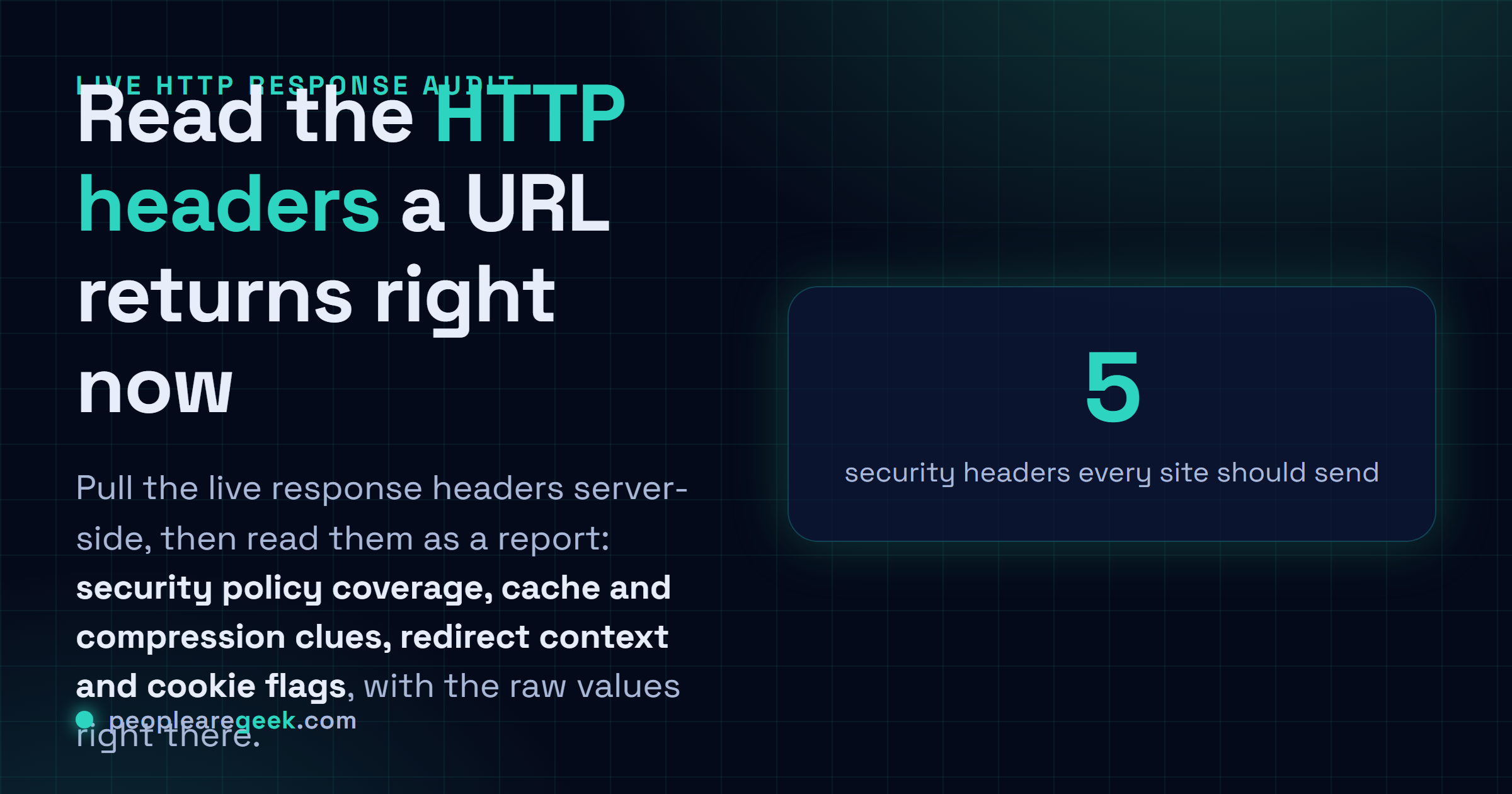 HTTP Headers Checker: Récupère les HTTP response headers en direct de n'importe quelle URL et lis-les comme un rapport : couverture sécurité, cache, redirections et flags des cookies.