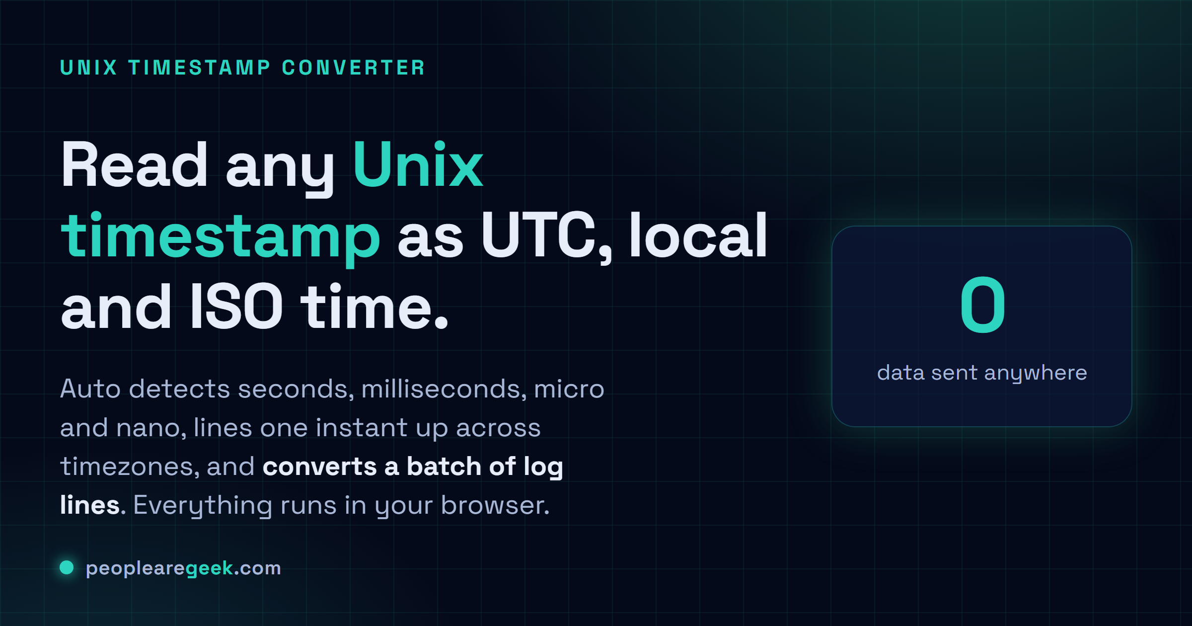 Timestamp Converter: Convert any Unix timestamp to UTC, local time and ISO 8601, with batch and timezone views.