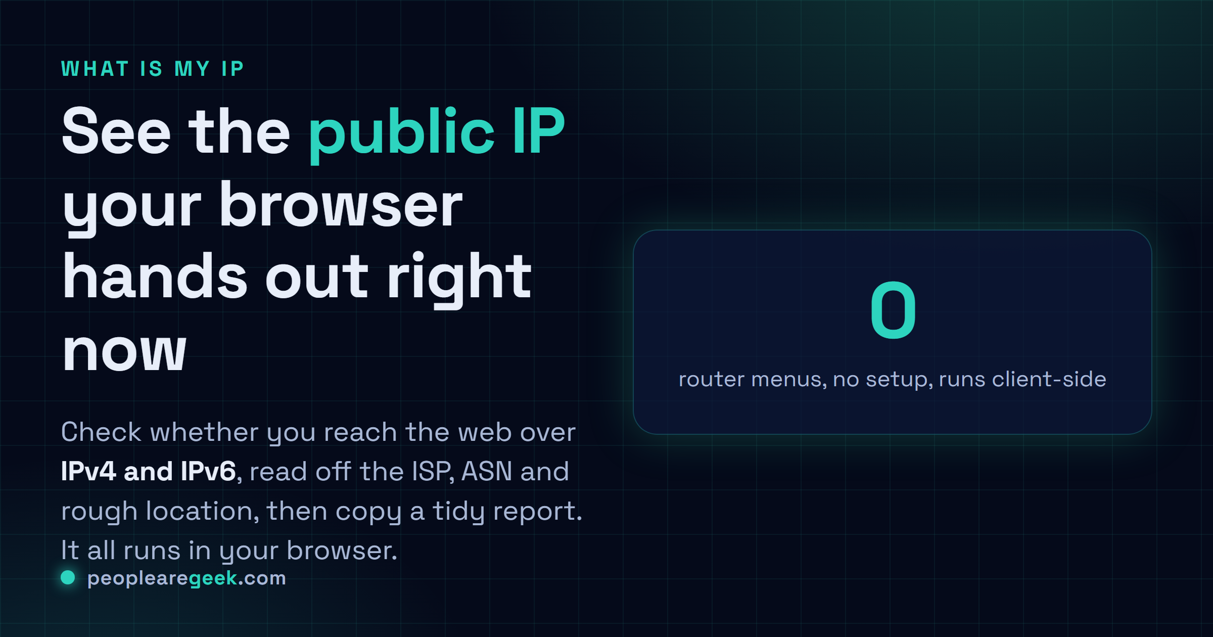Quelle est mon adresse IP: Vois l'IP publique que ton navigateur expose en ce moment, vérifie la portée IPv4 et IPv6, et lis l'ISP, l'ASN et la localisation approximative.