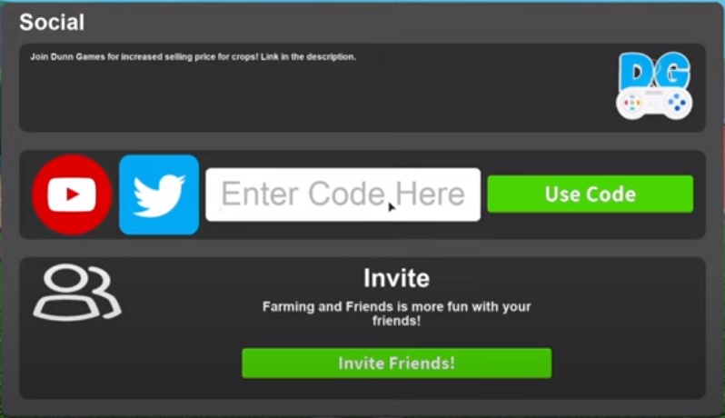 Roblox Farming and Friends Codes