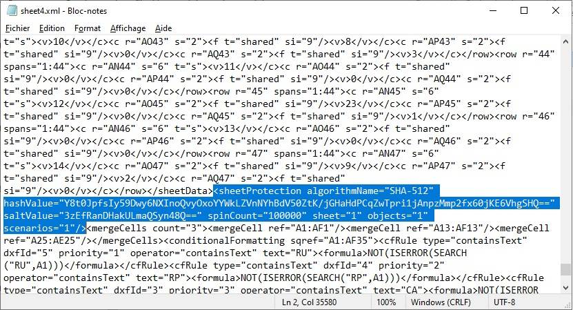Remove SheetProtection in Sheet1 xml