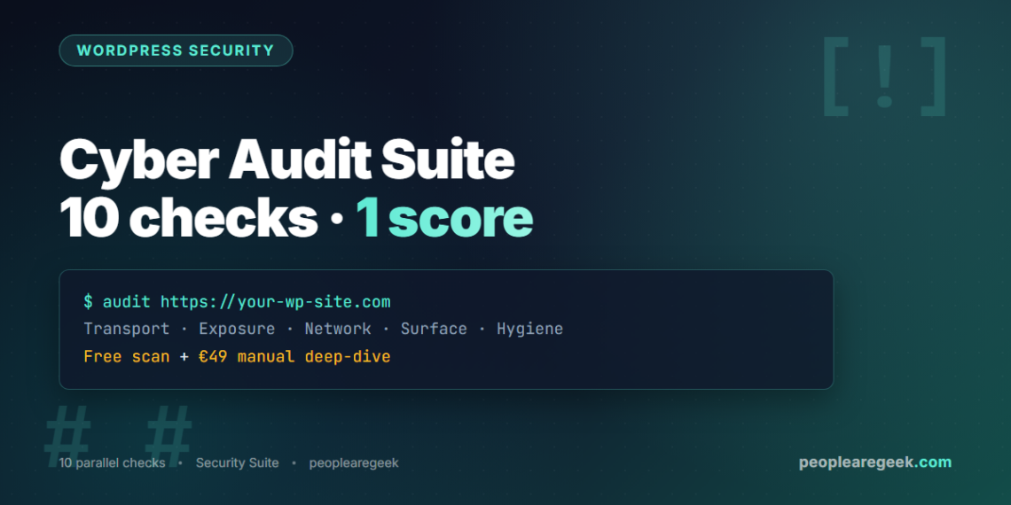 Cyber Audit Suite for WordPress - 10 parallel checks, 1 unified score