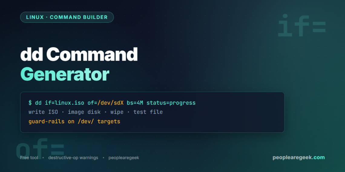 dd Command Generator: Write ISO to USB, Image Disks, Wipe Drives - cover image