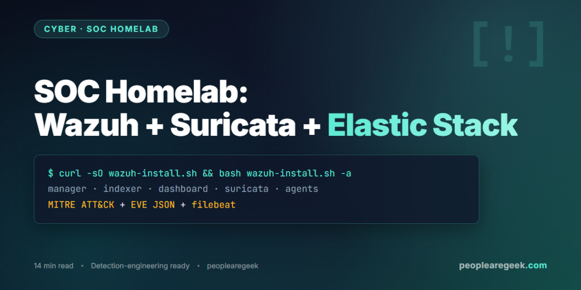 Build a SOC Homelab: Wazuh + Suricata + Elastic Stack (2026 Walkthrough) - cover image