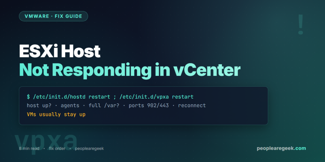 Fix: ESXi Host Not Responding / Disconnected in vCenter (2026) - cover image