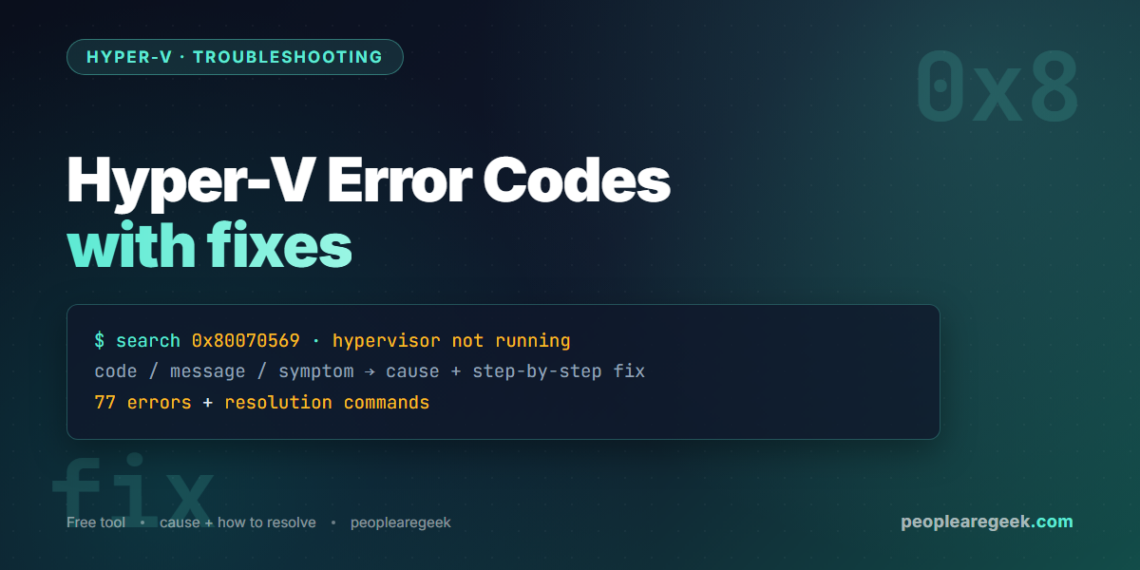 Hyper-V error reference - 77 errors with fixes - cover image