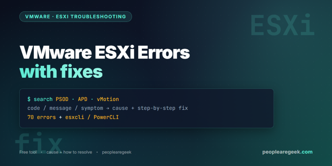 VMware ESXi error reference - 70 errors with fixes - cover image